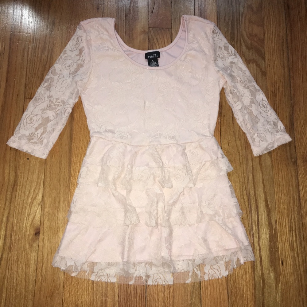 rue21 Pink Lace Ruffle Top
